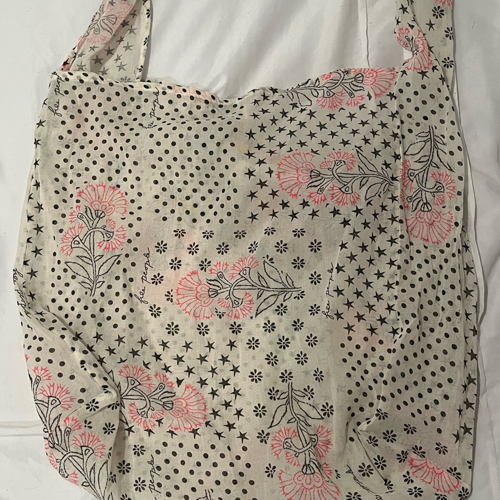 Free People Black and Pink Floral Tote
